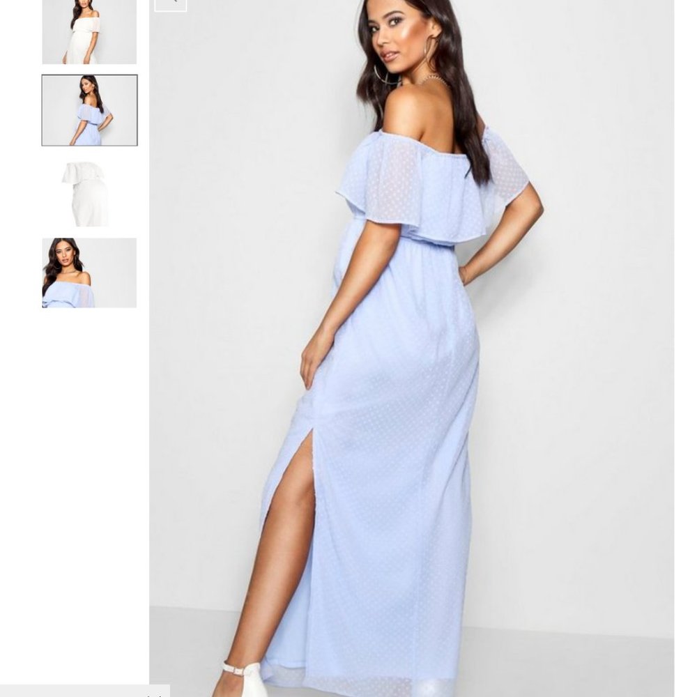 NWT violet-blue off-the-shoulder dress